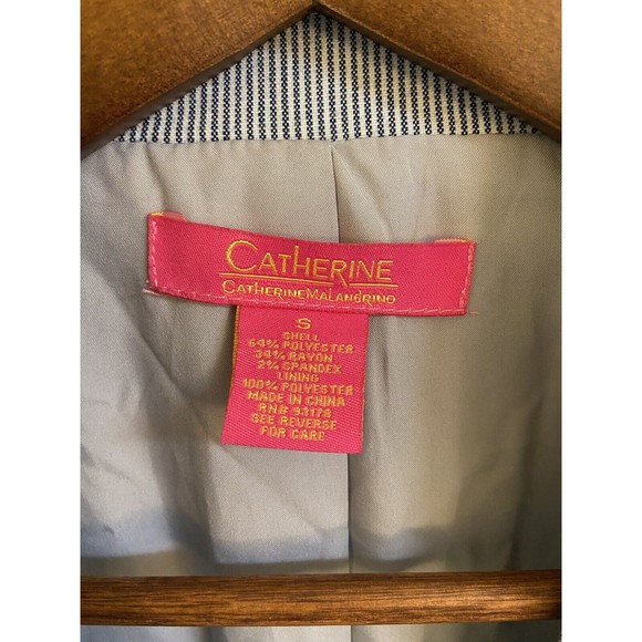 Catherine Malandrino Women’s Sz‎ S Blue Pinstripe Blazer — Single-Breasted - Picture 9 of 12
